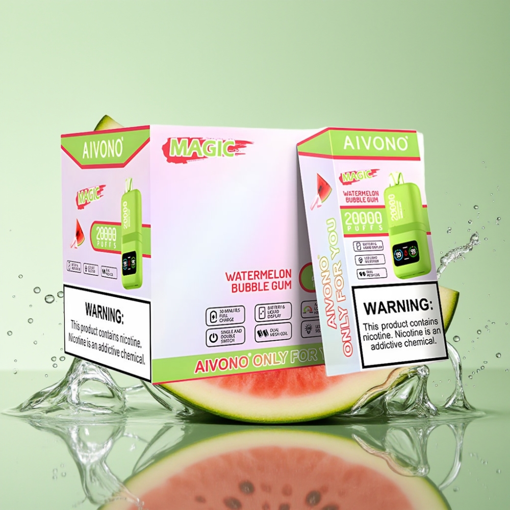 Aivono AIM MAGIC 20000 Puffs 26ml Boba de Melancia Dual Mesh LCD Tipo-C 600mAh