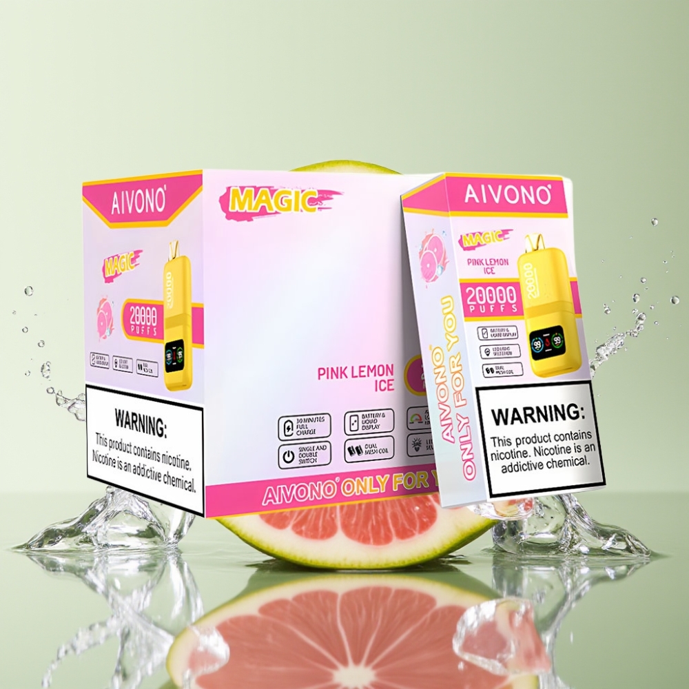 Aivono Aim Magic 20000 Puffs 26ml LCD Tipo-C Rosa Limão Gelo