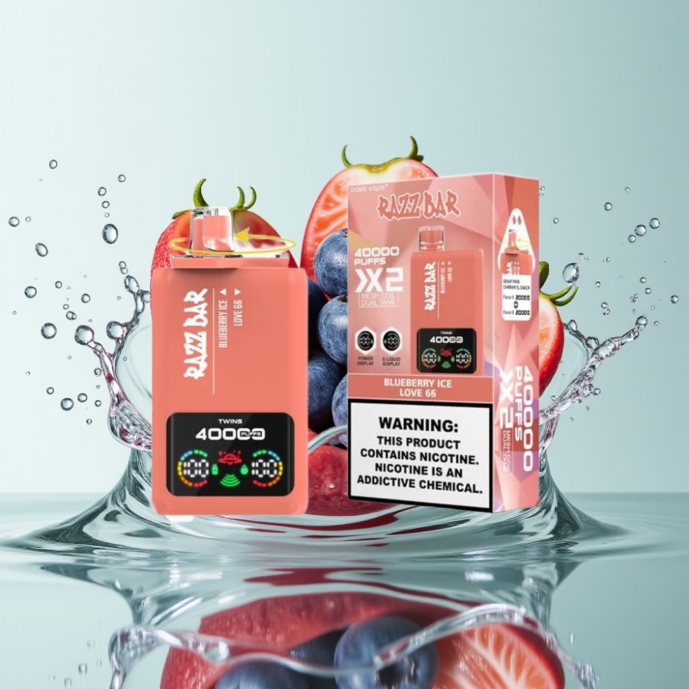 Razz Bar 40000 Puffs Tela de Potência 1.0Ω×2 Bateria 650 Mah Tipo-C Mirtilo Gelo & Amor 66 Razz Bar 40000 Puffs Tela de Potência 1.0Ω×2 Bateria 650 Mah Tipo-C Mirtilo Gelo & Amor 66