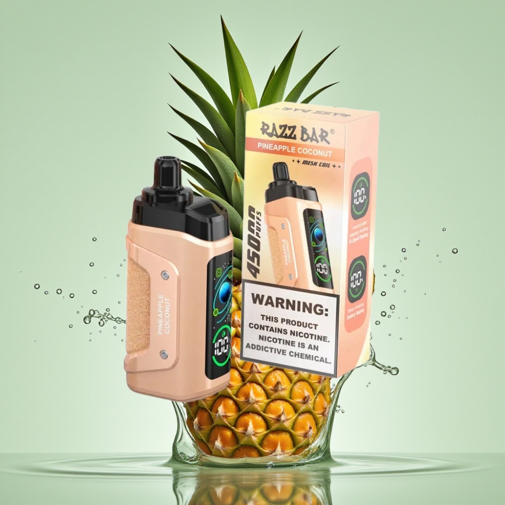Razz Bar 45000 Puffs Bobina Mesh 1.0 Ohm Tipo-C Sabor Abacaxi Coco