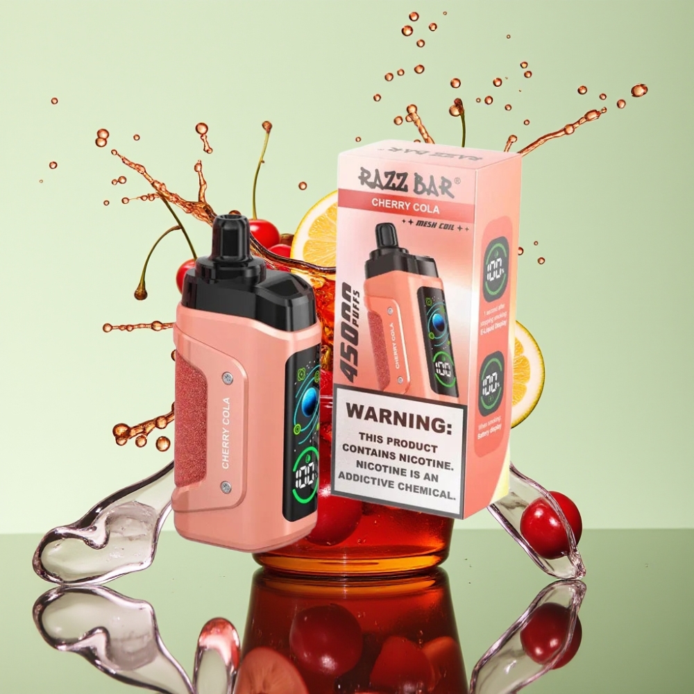 Razz Bar 45000 Puffs Resistência Mesh 1.0 Ohm Bateria 650 Mah Tipo-C Sabor Cereja-Cola