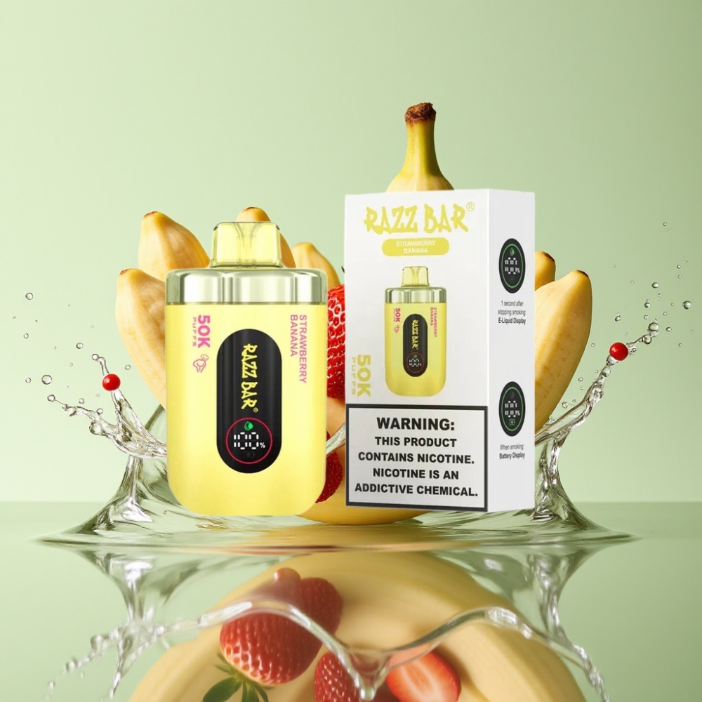 Razz Bar 50K Puffs 1.0 Ohm 650mAh Morango Banana Disposable Vape