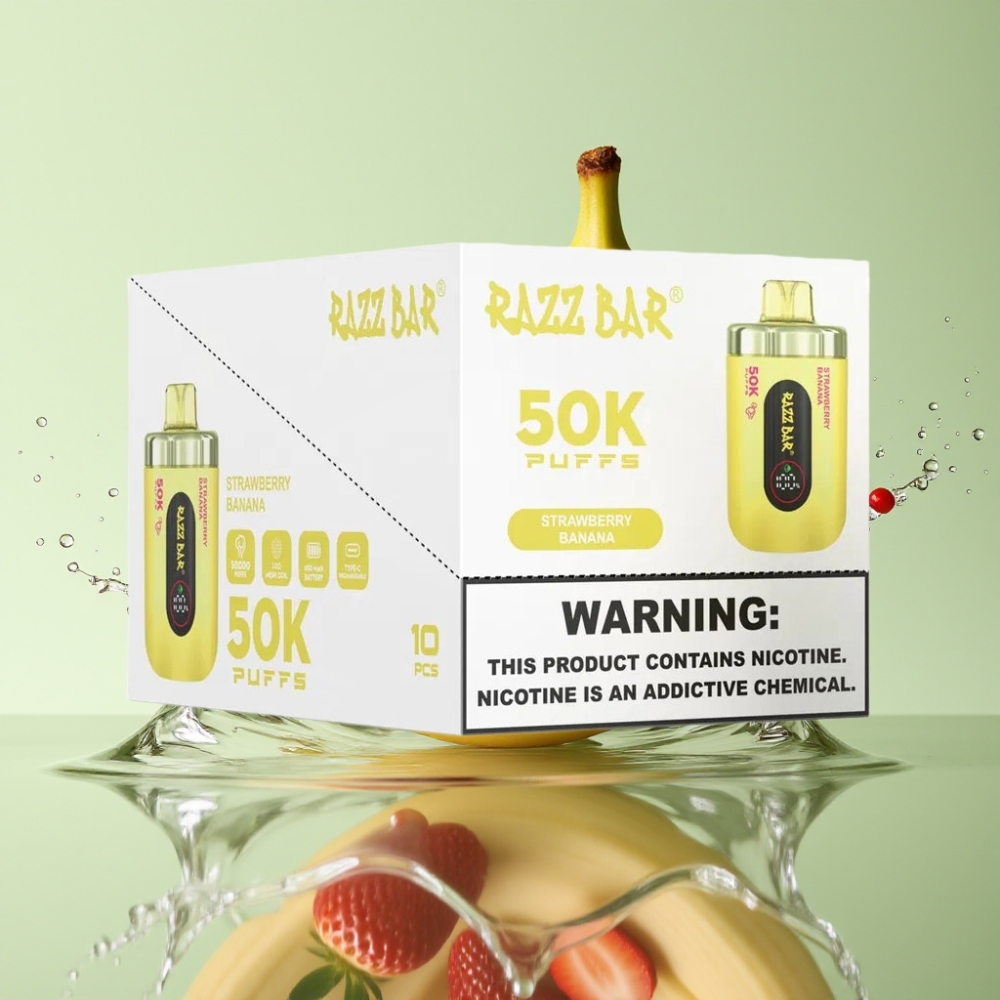 Razz Bar 50K Puffs 1.0 Ohm 650mAh Morango Banana Disposable Vape