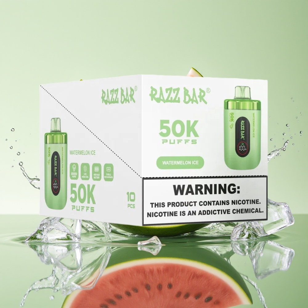 Razz Bar 50K Puffs 1.0 Ohm Recarregável Melancia Gelada