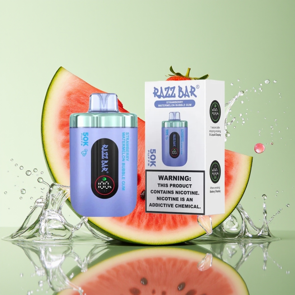 Razz Bar 50K Puffs 1.0 Ohm Recarregável Morango Melancia Chiclete