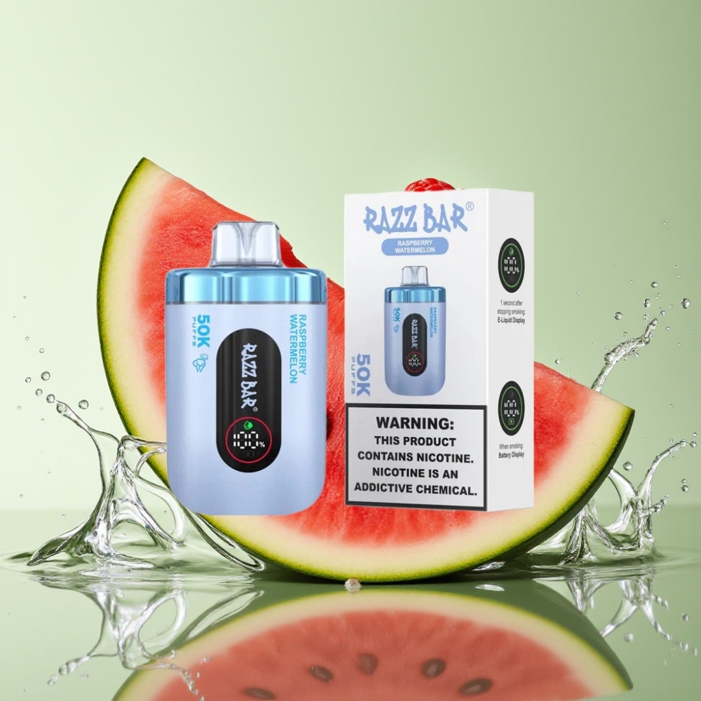Razz Bar 50K Puffs 1.0 Ohm Recarregável Sabor Framboesa Melancia