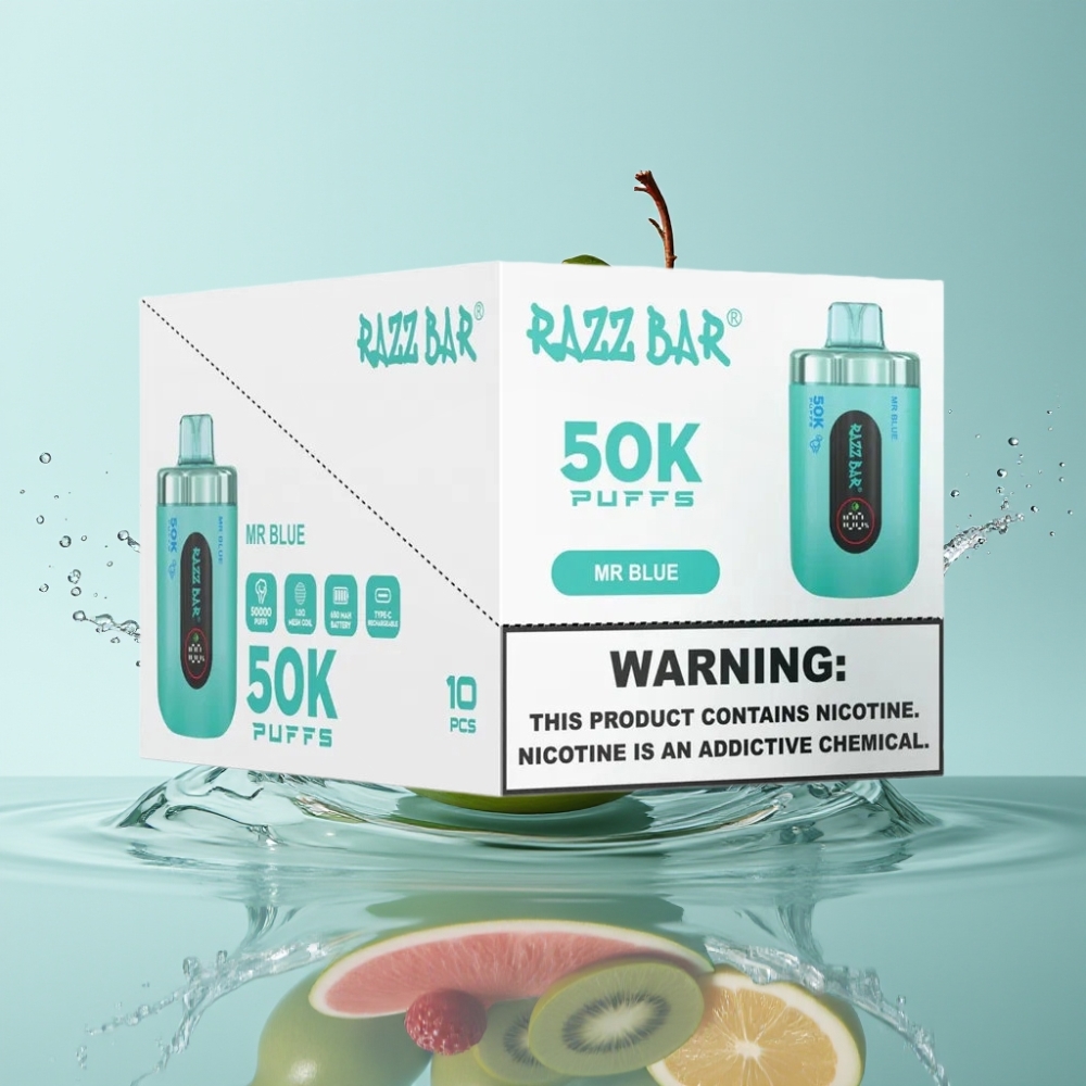 Razz Bar 50K Puffs 1.0 Ohm Recarregável Sabor Sr. Azul
