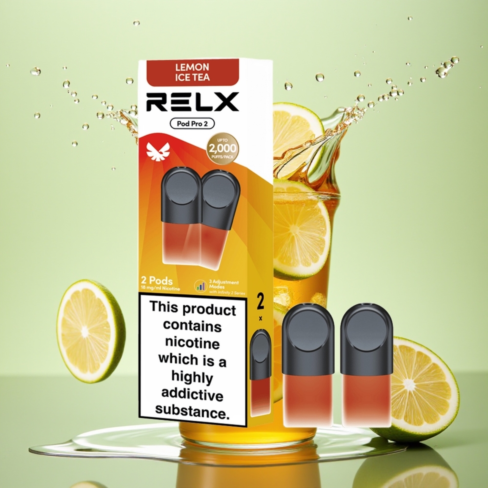 RELX Pod Pro 2 600 Puffs 1.8% Nic Chá-Limão Gelo 1.9ml Modo Eco/Smooth/Boost