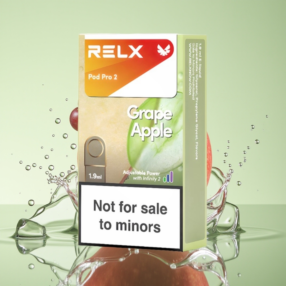 RELX Pod Pro 2 600 Puffs 1.9ml 0% Nicotina Maçã Uva Modos Eco/Smooth/Boost