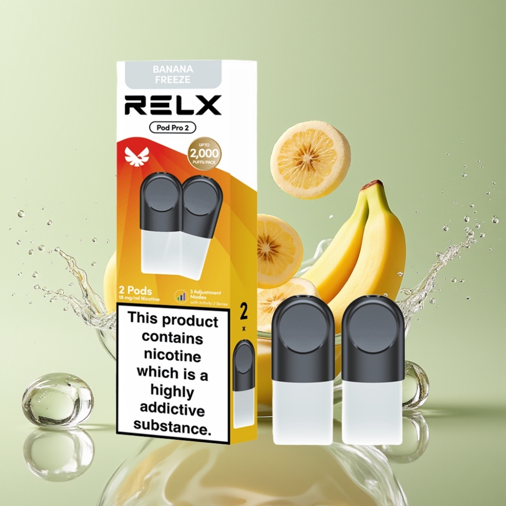 RELX Pod Pro 2 600 Puffs 1.9ml 1.8% Nic Banana Freeze Sobremesa 3 Modos
