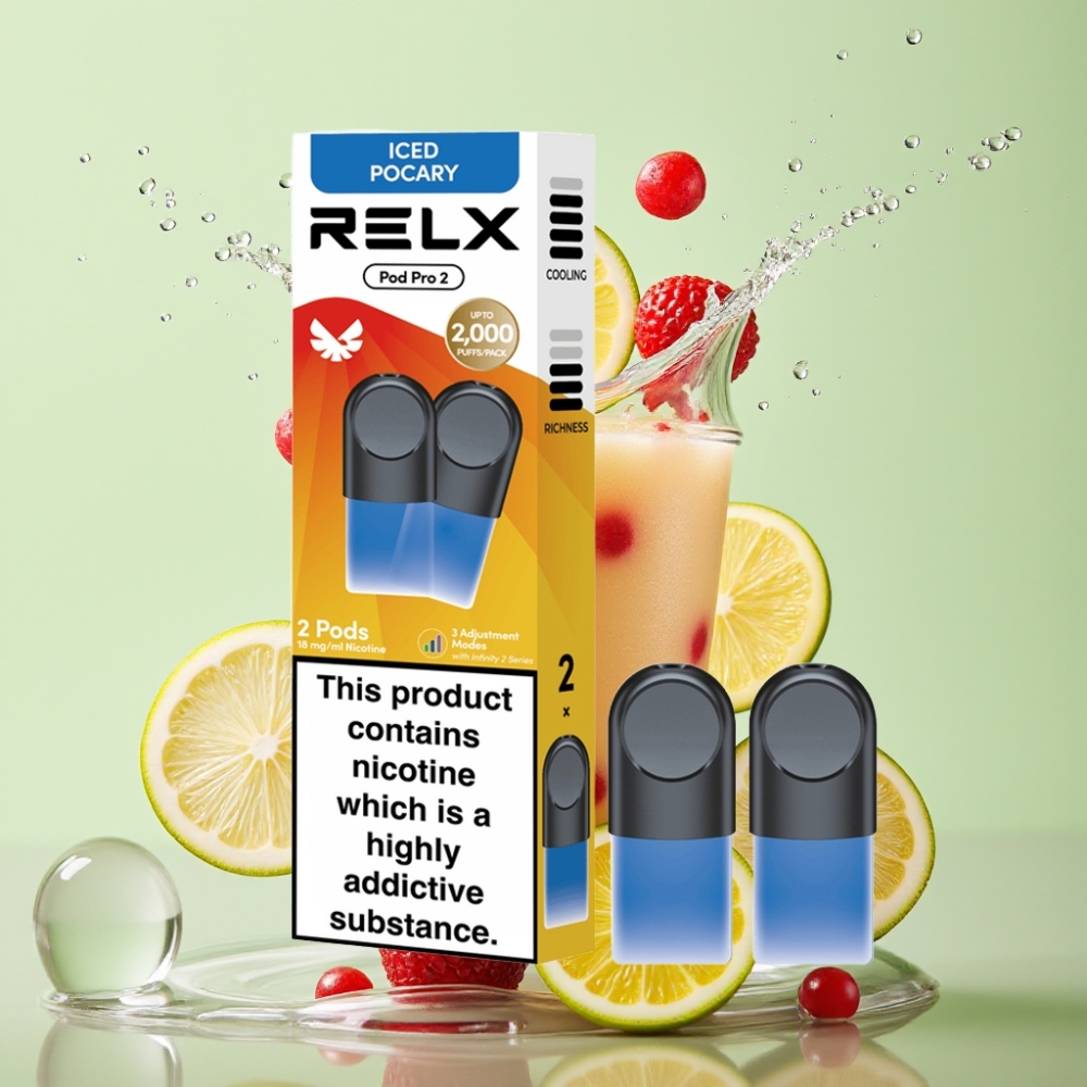 RELX Pod Pro 2 600 Puffs 1.9ml 1.8% Nicotina 3 Modos Sabor Bebida-Pocari Gelado