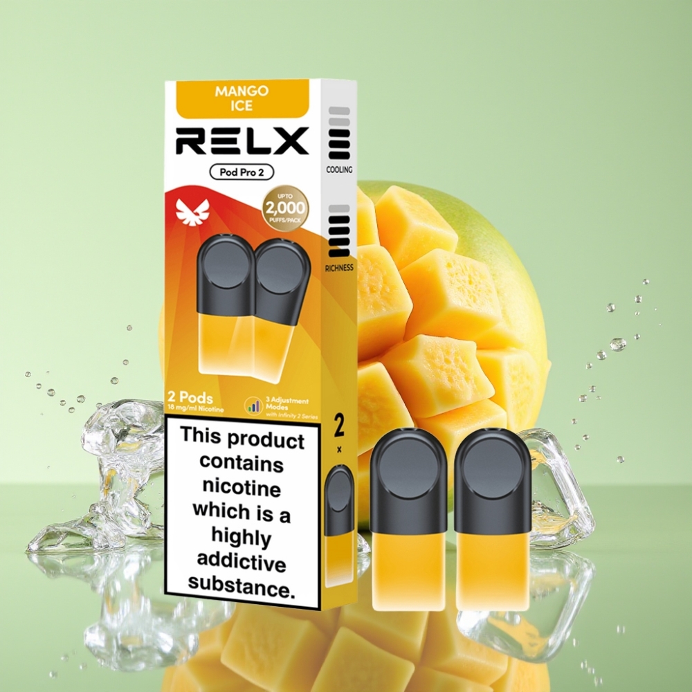 RELX Pod Pro 2 600 Puffs 1.9ml 1.8% Nicotina Manga Gelo Eco/Smooth/Boost