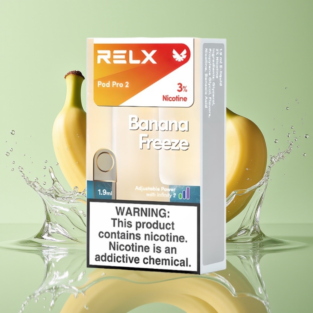 RELX Pod Pro 2 600 Puffs 3% Nic Banana Gelado 1.9ml 3 Modos