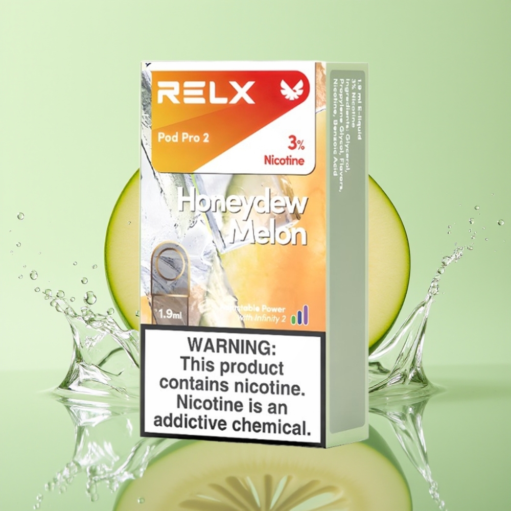RELX Pod Pro 2 600 Puffs 3% Nicotina 1,9ml Melão Honeydew Modos Eco/Smooth/Boost