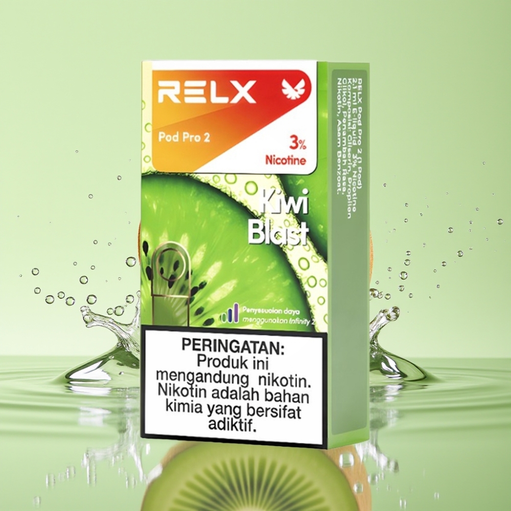 RELX Pod Pro 2 600 puffs 1.9ml 3% Explosão de Kiwi Modos Eco/Smooth/Boost