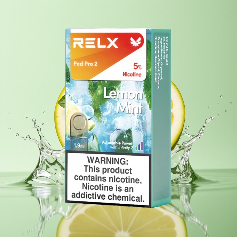 RELX Pod Pro 2 600 puffs 5% nic Limão Hortelã 1.9ml 3 modos
