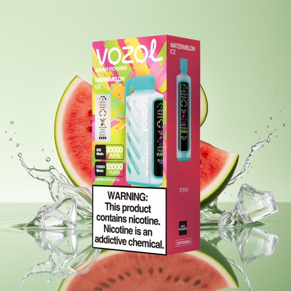 VOZOL Gear Power 20000 Puffs Melancia Gelo S.i.L.C. Tech Dual Mesh Coil 20mL