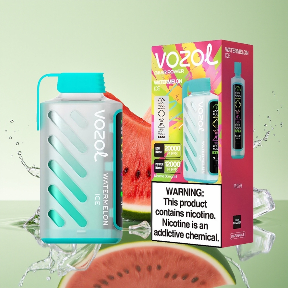 VOZOL Gear Power 20000 Puffs Melancia Gelo S.i.L.C. Tech Dual Mesh Coil 20mL