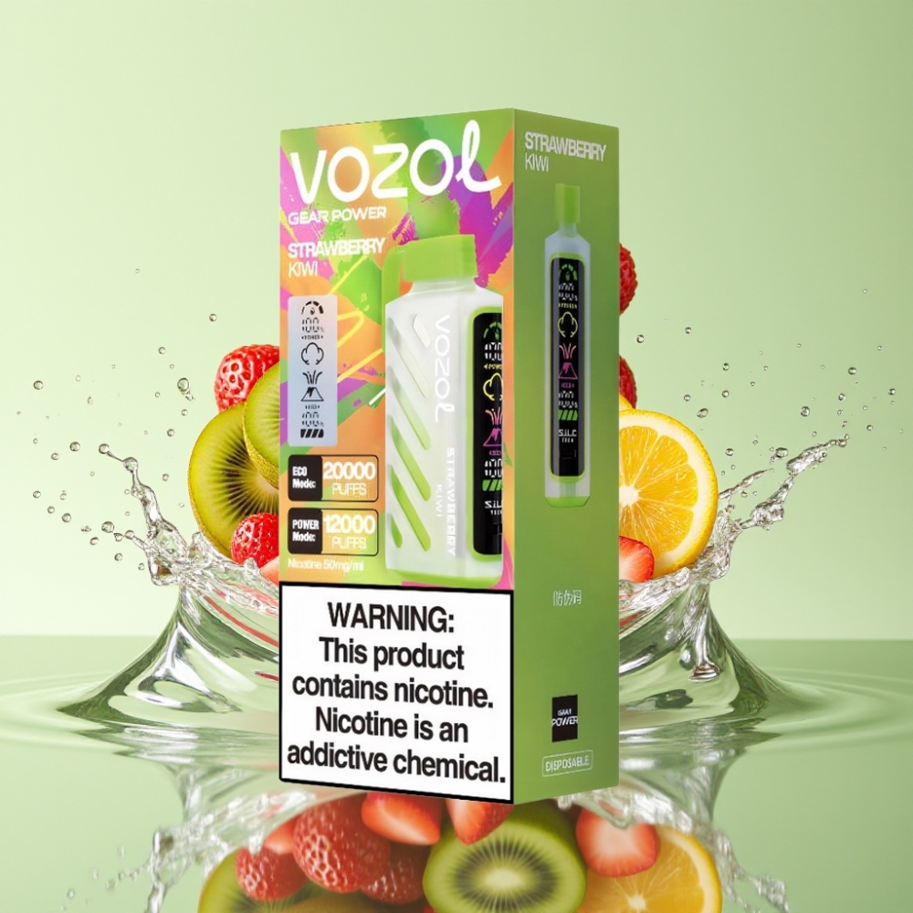 VOZOL Gear Power 20000 Puffs Morango Kiwi Tela Inteira Dual Mesh 20mL 50mg