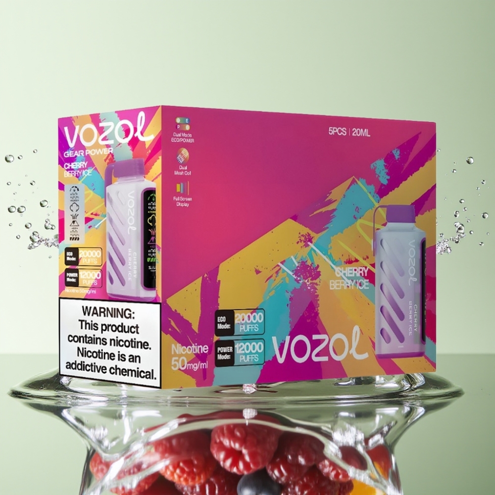 VOZOL Gear Power 20000 Puffs S.i.L.C. Tech Dual Mesh 20mL 5% Cereja Frutas Vermelhas Gelo