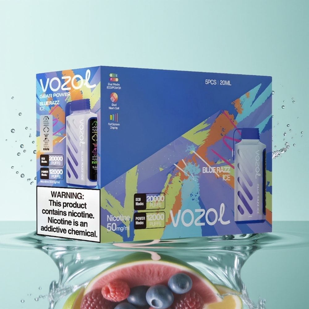 VOZOL Gear Power 20000 Puffs S.i.L.C. Tech Dual Mesh Coil 20mL 5% Mirtilo Gelado