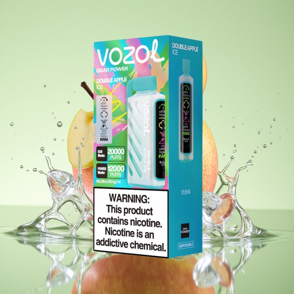 VOZOL Gear Power 20000 Puffs S.i.L.C. Tech Dual Mesh Coil 20mL Maçã Verde e Gelo