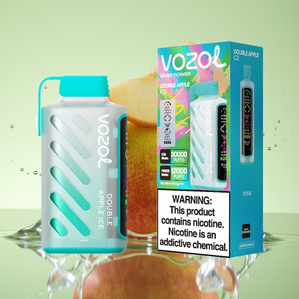 VOZOL Gear Power 20000 Puffs S.i.L.C. Tech Dual Mesh Coil 20mL Maçã Verde e Gelo