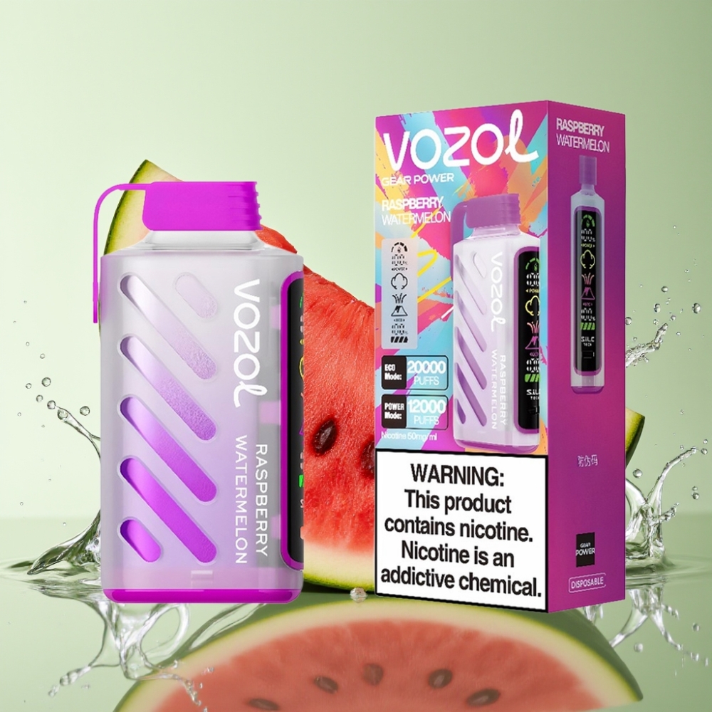 VOZOL Gear Power 20000 Puffs S.i.L.C. Tech Dual Mesh Coil Framboesa Melancia