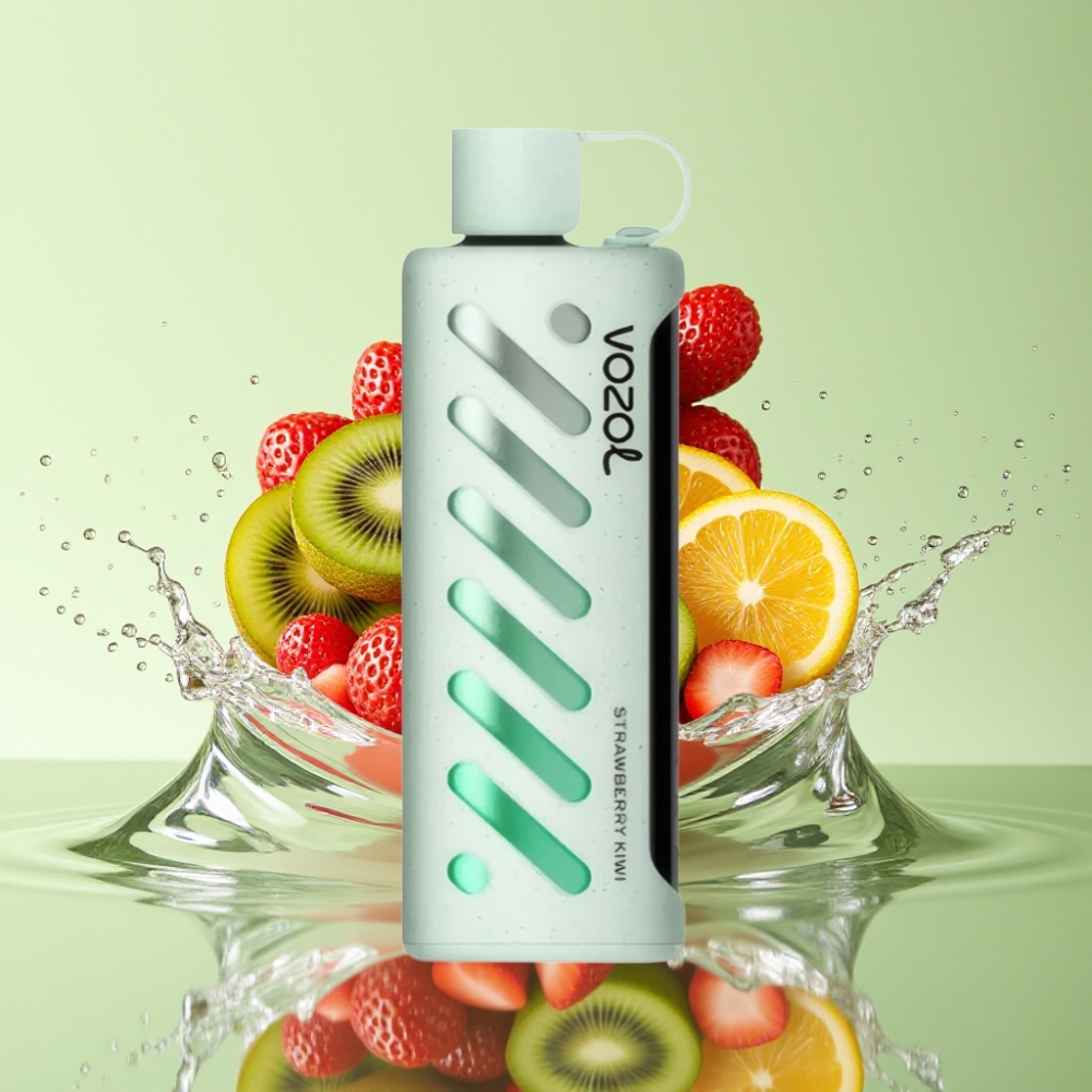VOZOL Gear Shisha 25000 Puffs Morango Kiwi S.i.L.C Tech Dual Mesh 1000mAh 5mg/ml