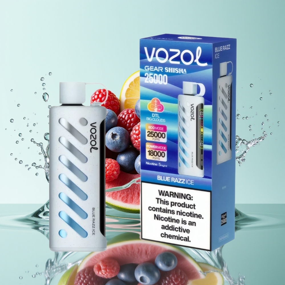 VOZOL Gear Shisha 25000 Puffs S.iL.C Tech Dual Mesh Blue Razz Ice 5mg