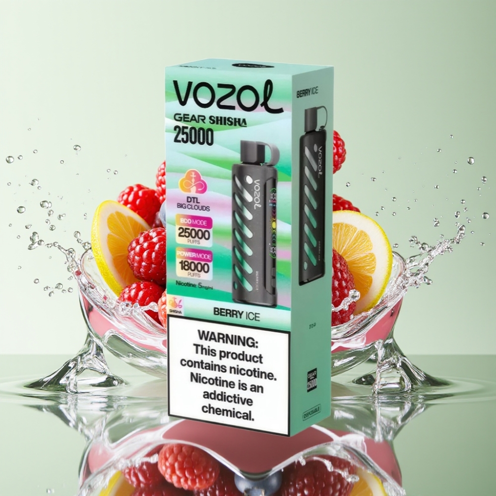 VOZOL Gear Shisha 25000 Puffs S.i.L.C Tech Dual Mesh 1000mAh 5mg/ml Berry Ice (Gelado de Frutas Vermelhas)