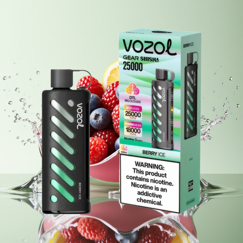 VOZOL Gear Shisha 25000 Puffs S.i.L.C Tech Dual Mesh 1000mAh 5mg/ml Berry Ice (Gelado de Frutas Vermelhas)