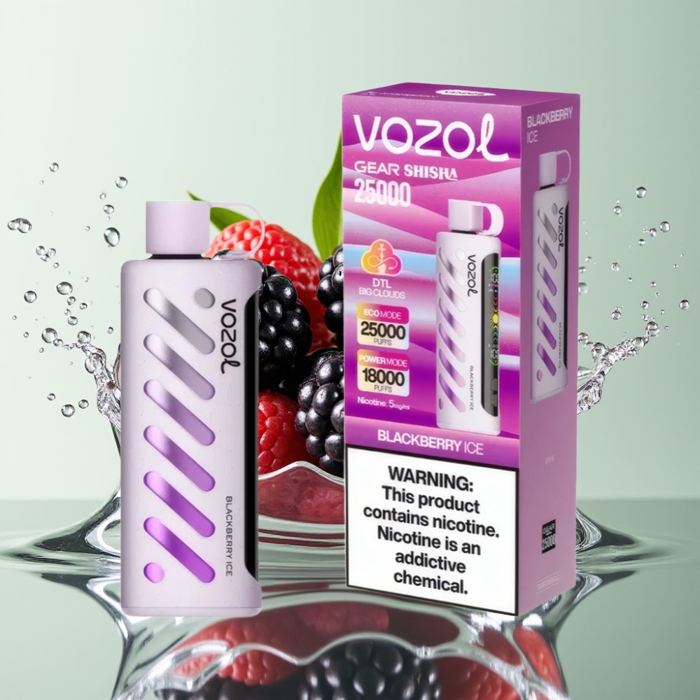 VOZOL Gear Shisha 25000 Puffs S.i.L.C Tech Dual Mesh 1000mAh 5mg/ml Blackberry Ice