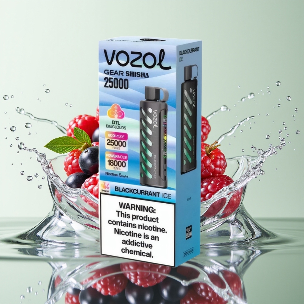 VOZOL Gear Shisha 25000 Puffs S.i.L.C Tech Dual Mesh Groselha Negra Gelo