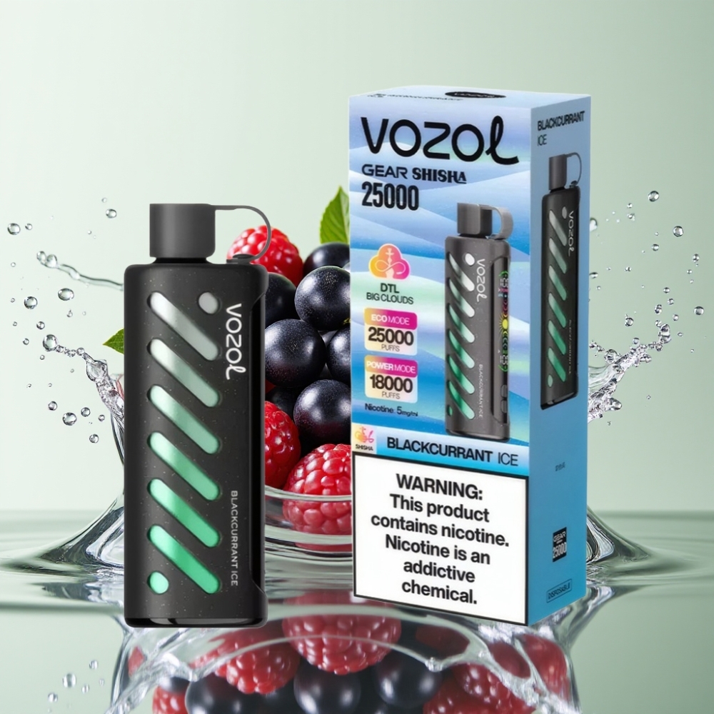 VOZOL Gear Shisha 25000 Puffs S.i.L.C Tech Dual Mesh Groselha Negra Gelo