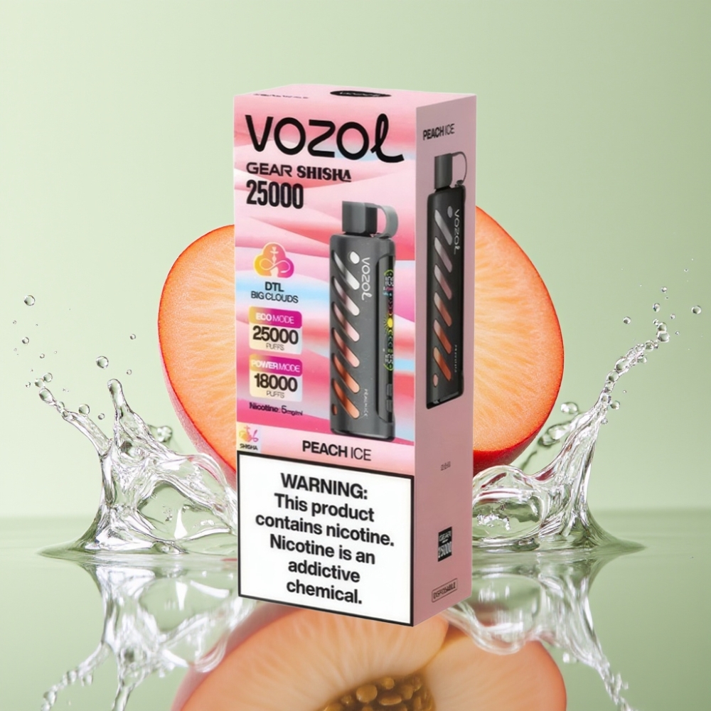 VOZOL Gear Shisha 25000 Puffs S.i.L.C Tech Dual Mesh Pêssego Gelo