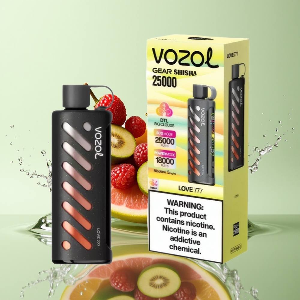 VOZOL Gear Shisha 25000 Puffs Sabor Amor 777 30 Sabores Dual Mesh 1000mAh 5mg/ml
