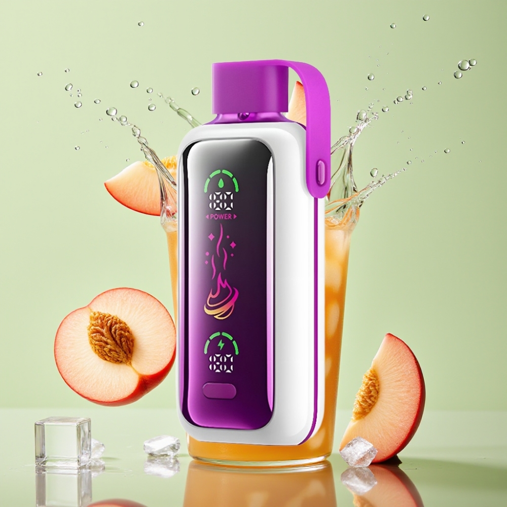 VOZOL Star 20000 Puffs Tela Espelho HD 2.2" Dual Mesh Bateria 650mAh Suco Pêssego Gelo