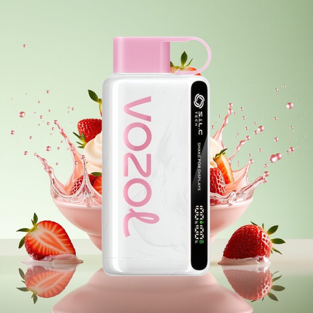 VOZOL STAR 9000/12000 Disposable Vape Morango Sorvete com S.i.L.C TECH e Recarga 30% Mais Rápida