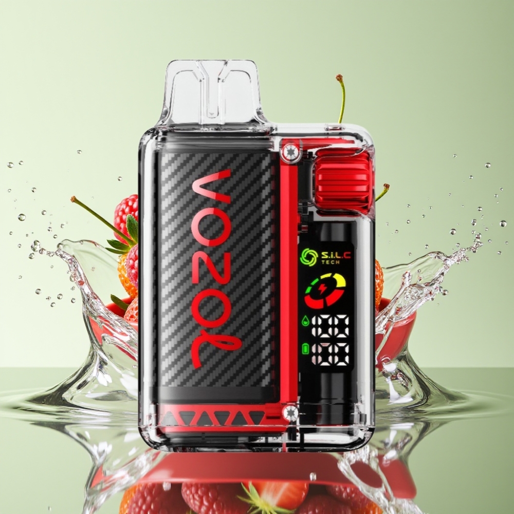 VOZOL Vista 20000 Puffs Recarregável 650mAh 2% Nicotina OLED Sabor Morango Framboesa Cereja