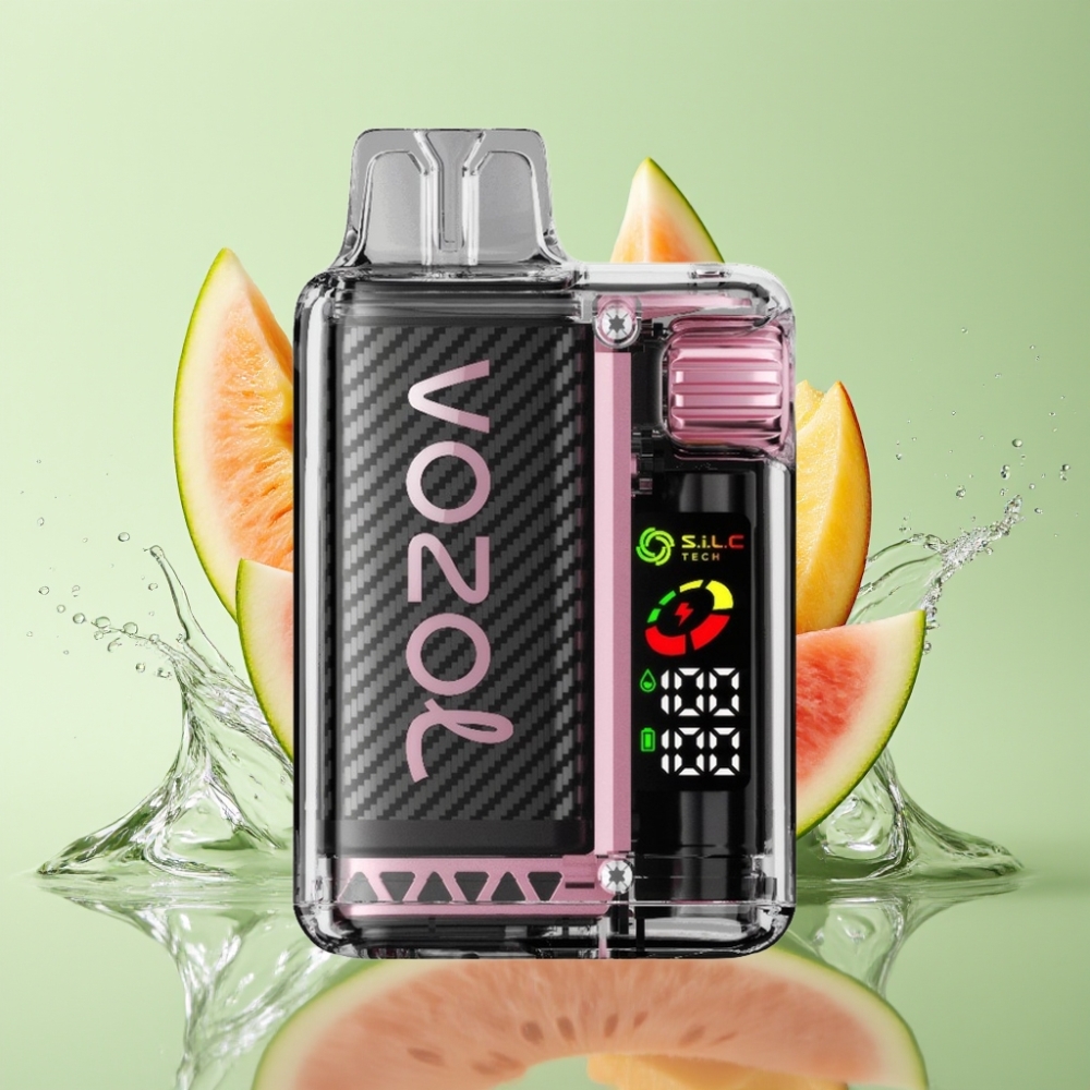 VOZOL Vista 20000 Puffs Recarregável 650mAh 2% Nicotina OLED Tela Sabor Pêssego Manga Melancia