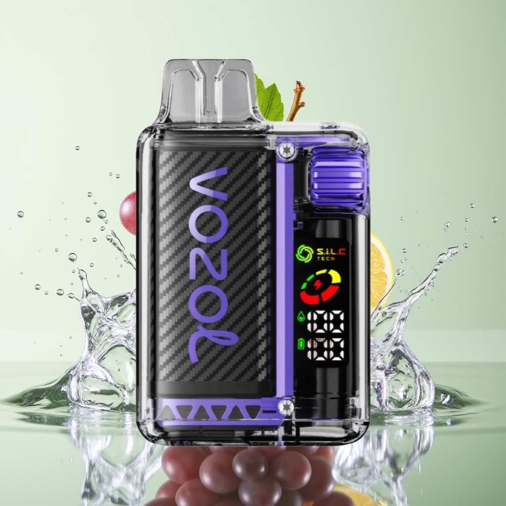 VOZOL Vista 20000 Puffs Recarregável Bateria 650mAh 2% Nicotina Tela OLED Sabor Uva Gelo